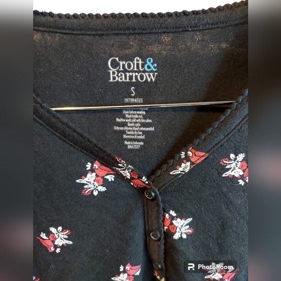 Croft & Barrow PJ Set Black with Cardinals Women's Size Small NWT - Picture 4 of 8